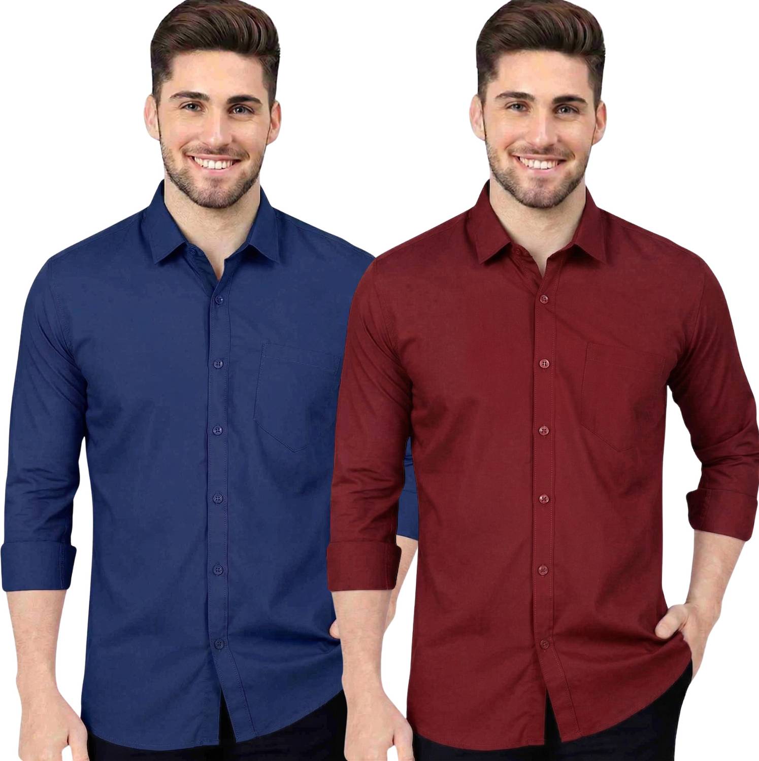 youth first Men Regular Fit Solid Spread Collar Casual Shirt (Pac
