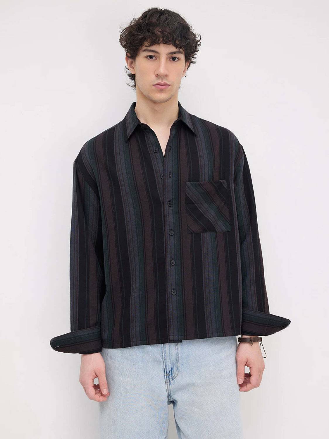 VASTRADO Men Striped Casual Brown Shirt - Image 5