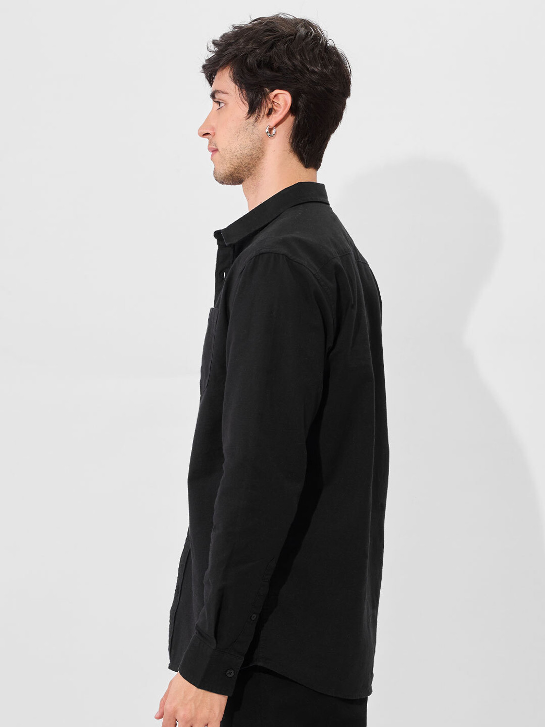 Image of The Souled Store Men Solid Casual Black Shirt