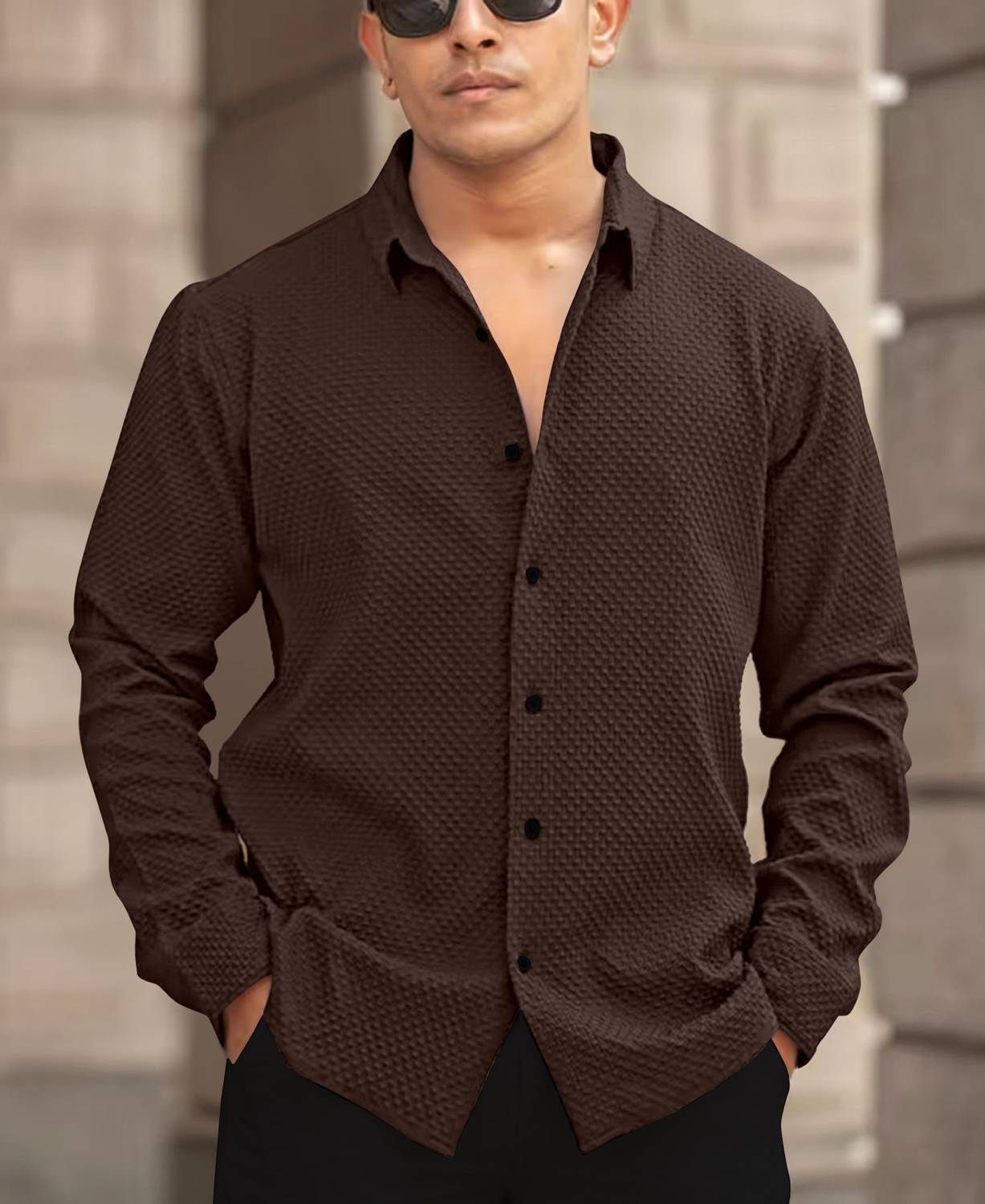 AANKLAR Men Brown Casual Shirt - Image 4