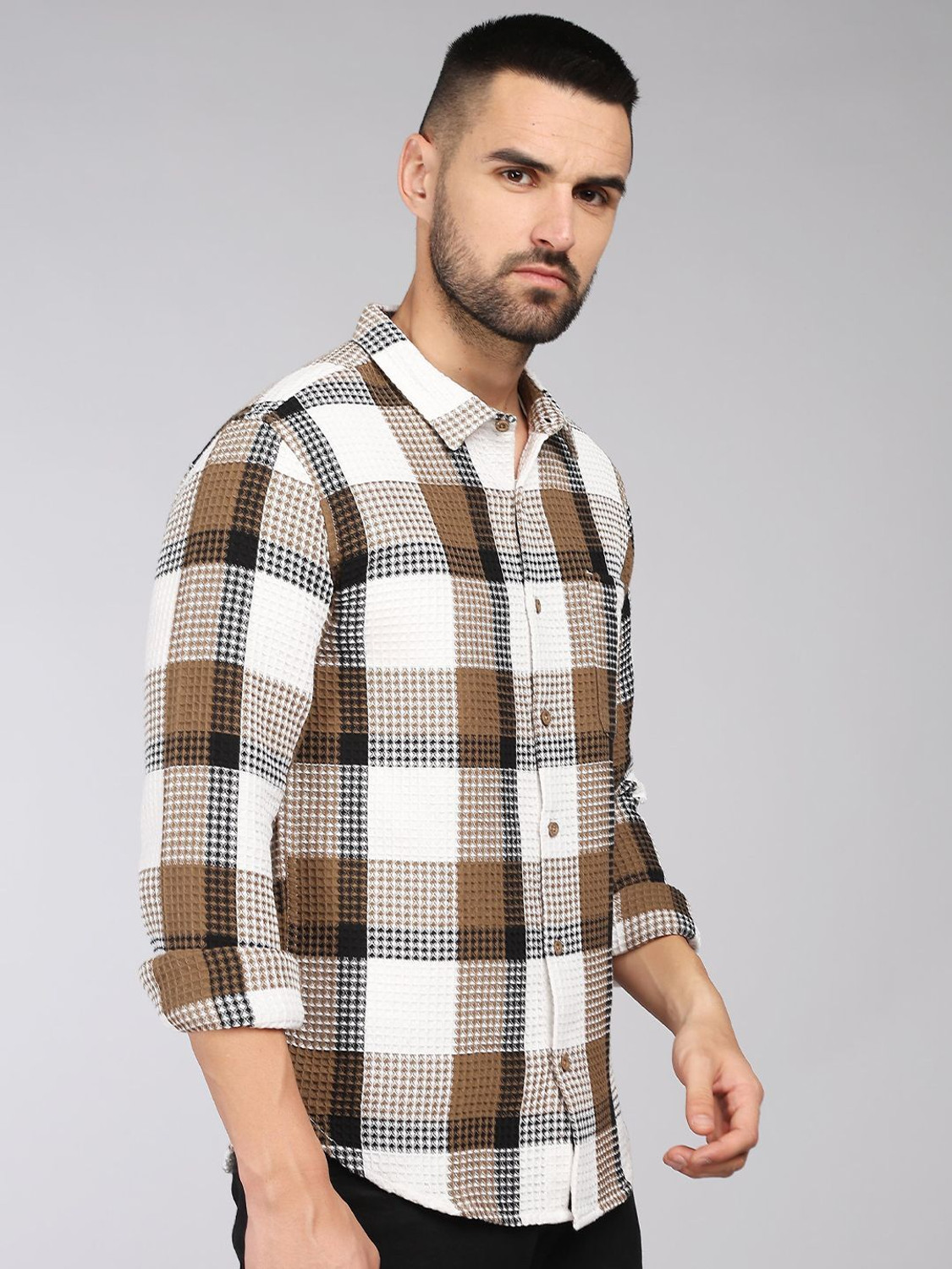 Image of HERE&NOW Men Checkered Casual Multicolor Shirt