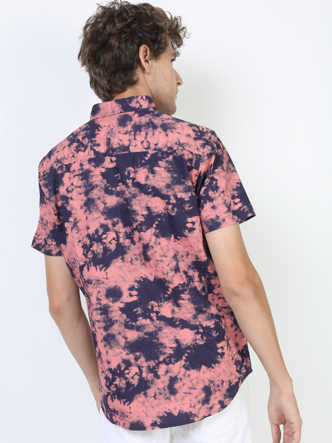 Image of KETCH Men Printed Casual Pink Shirt