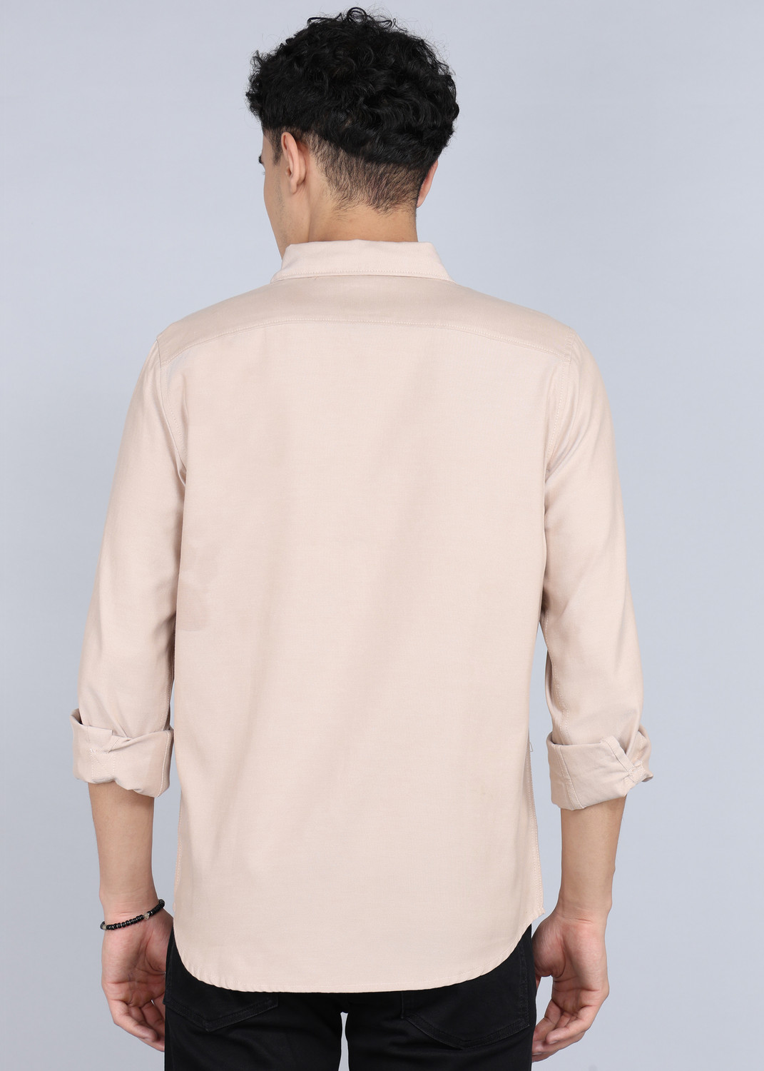 Image of WROGN Men Solid Casual Beige Shirt
