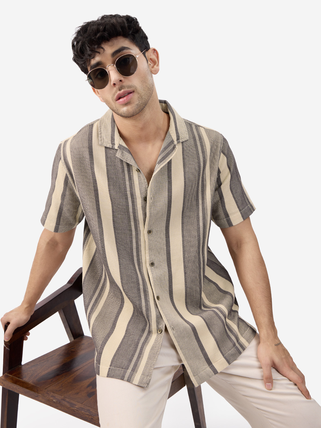 Image of The Souled Store Men Striped Casual Multicolor Shirt