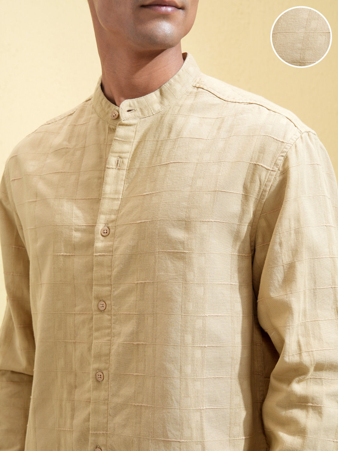 Image of HIGHLANDER Men Checkered Casual Khaki Shirt