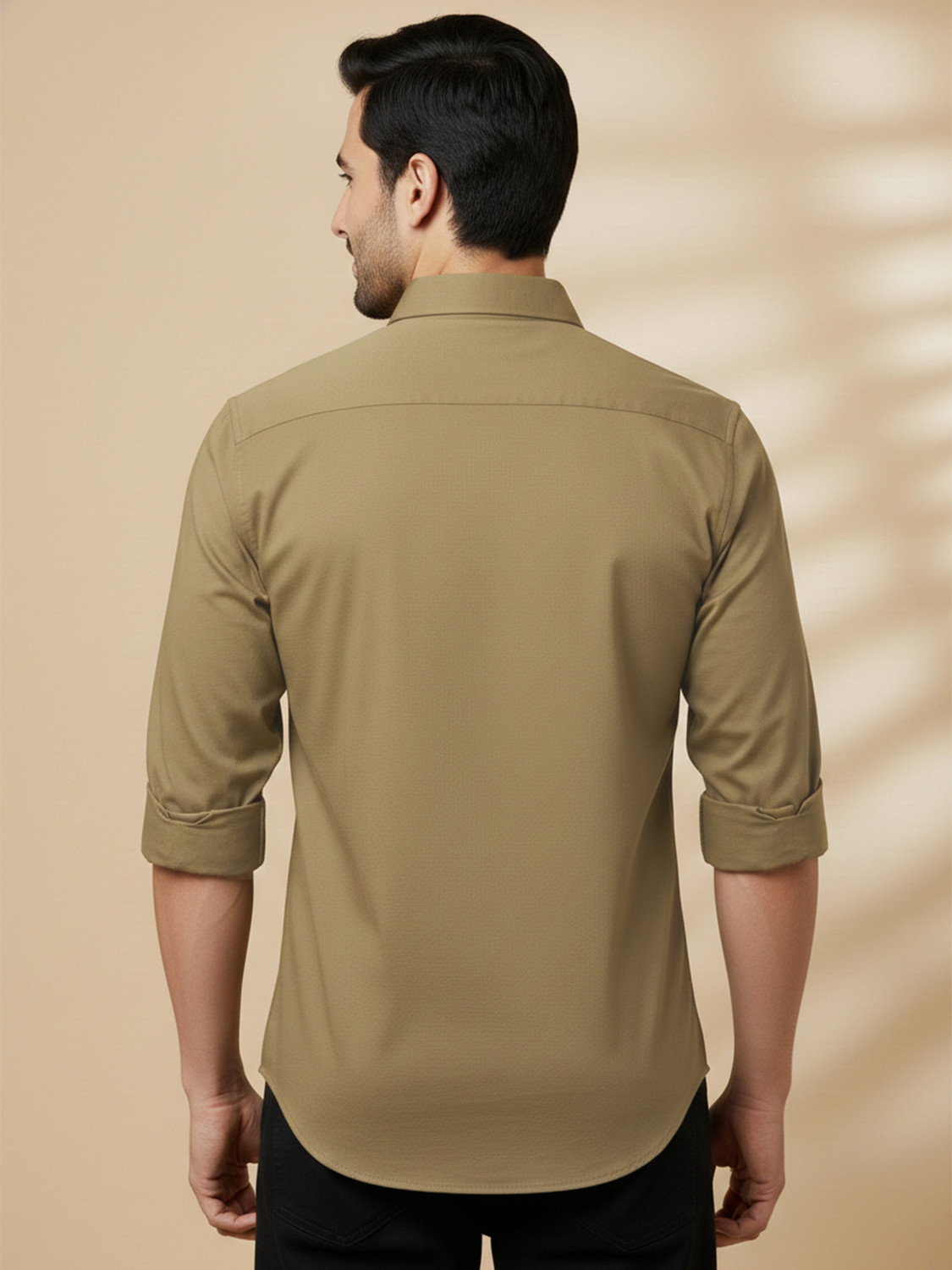 Image of METRONAUT Men Solid Casual Khaki Shirt