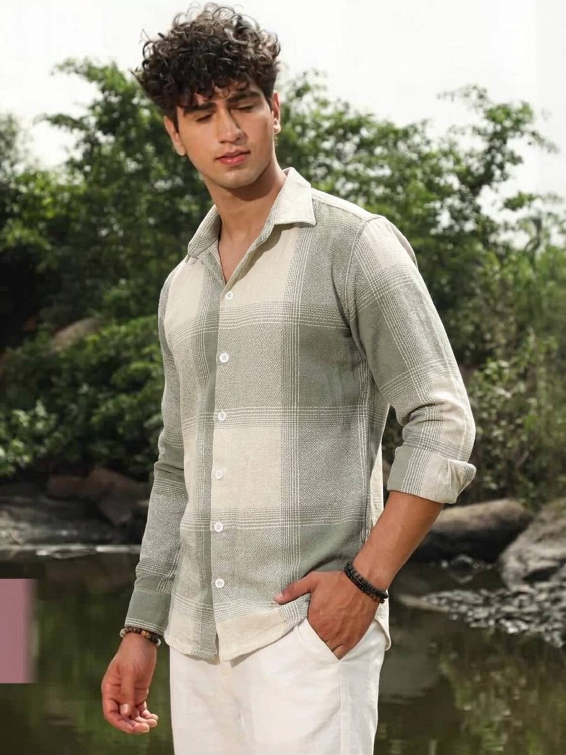 RADHIKA Men Green Checkered Casual Shirt - Image 2