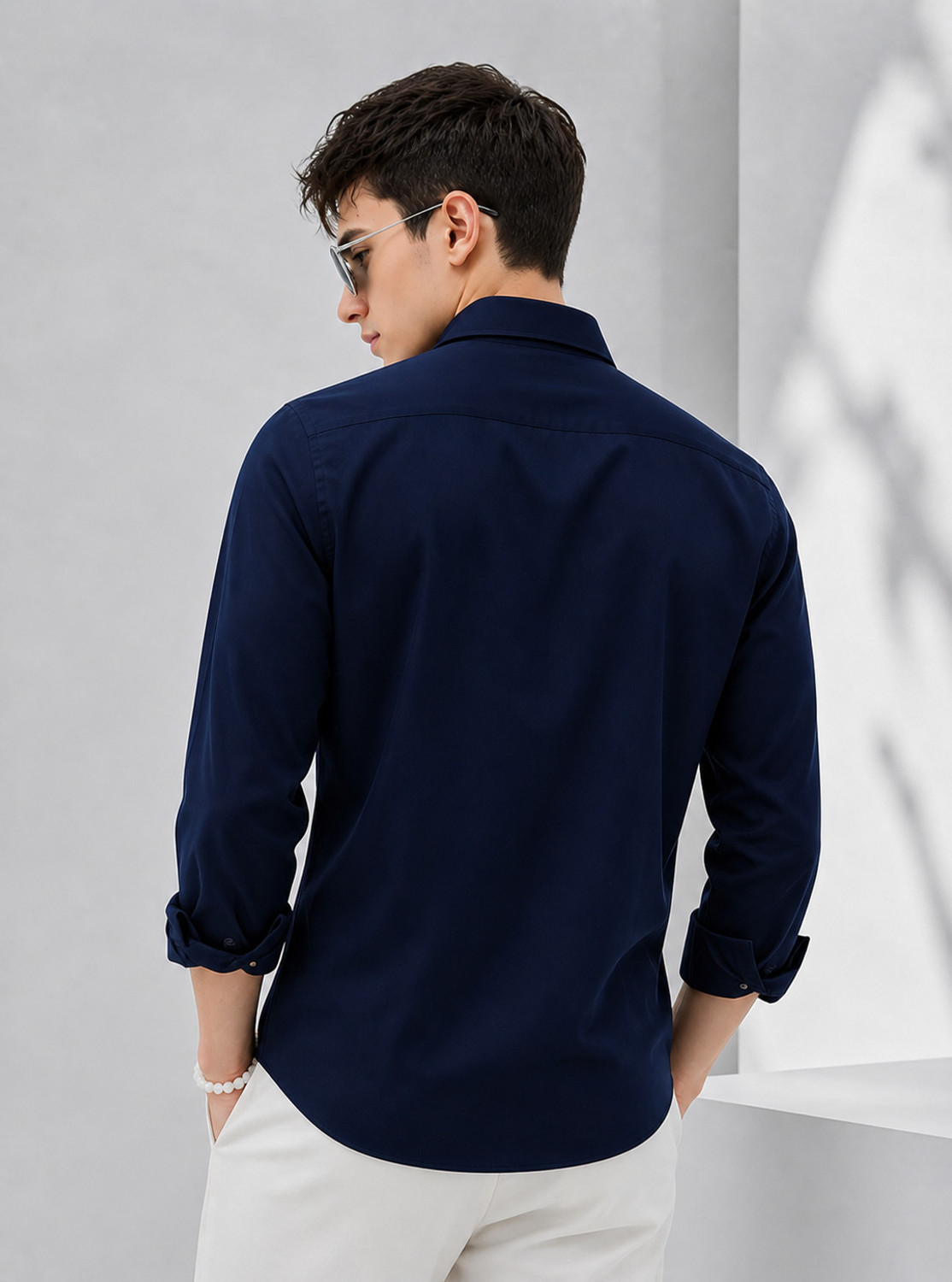 Image of METRONAUT Men Regular Fit Solid Spread Collar Formal Shirt