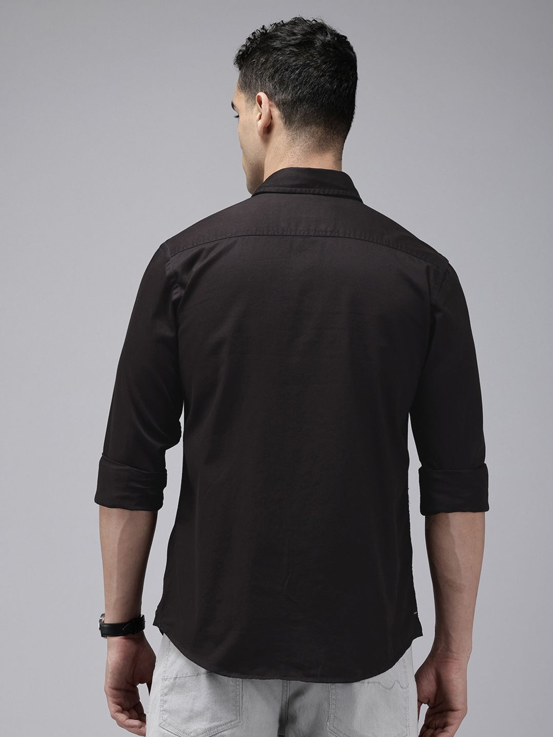 Image of U.S. POLO ASSN. Men Solid Casual Black Shirt
