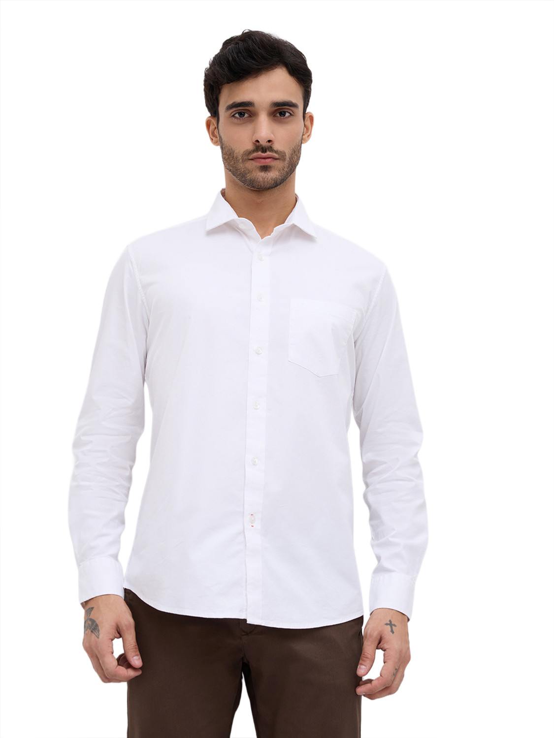 Image of KILLER Men Solid Casual White Shirt