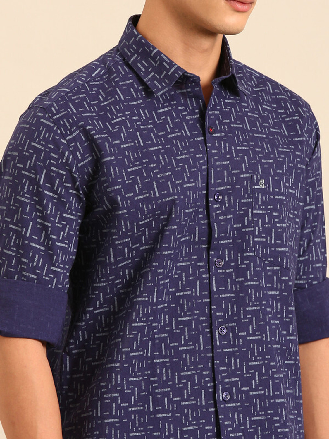 Image of CAVALLO BY LINEN CLUB Men Printed Casual Blue Shirt