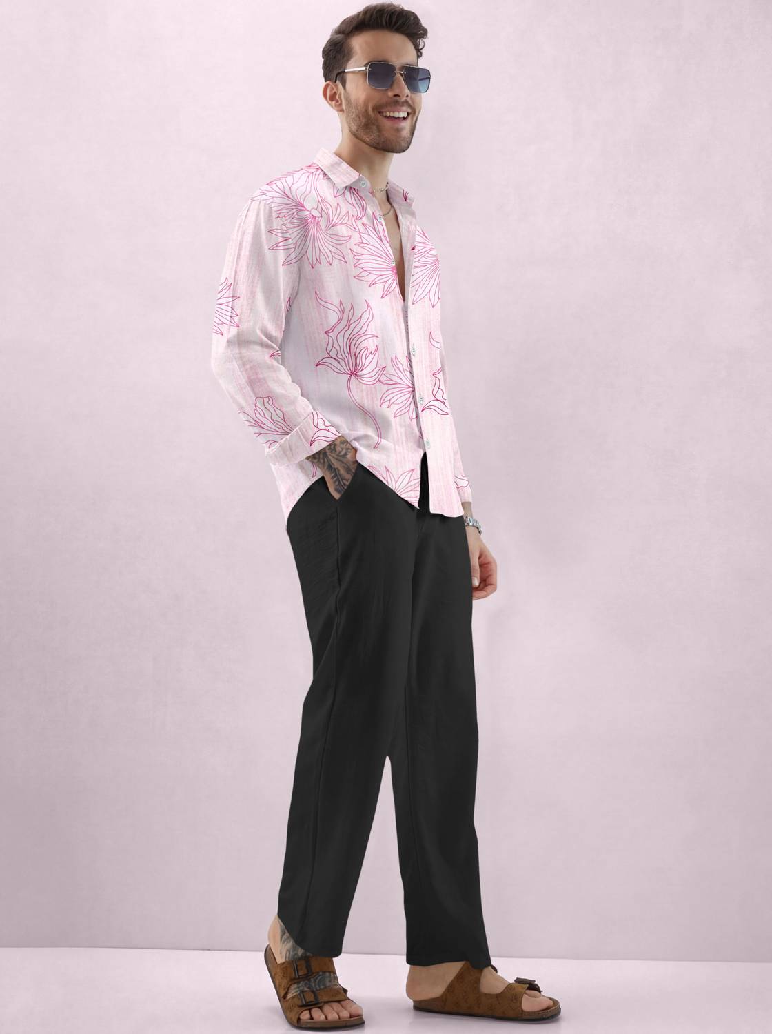 vdlooks Men Floral Pink Shirt - Image 5