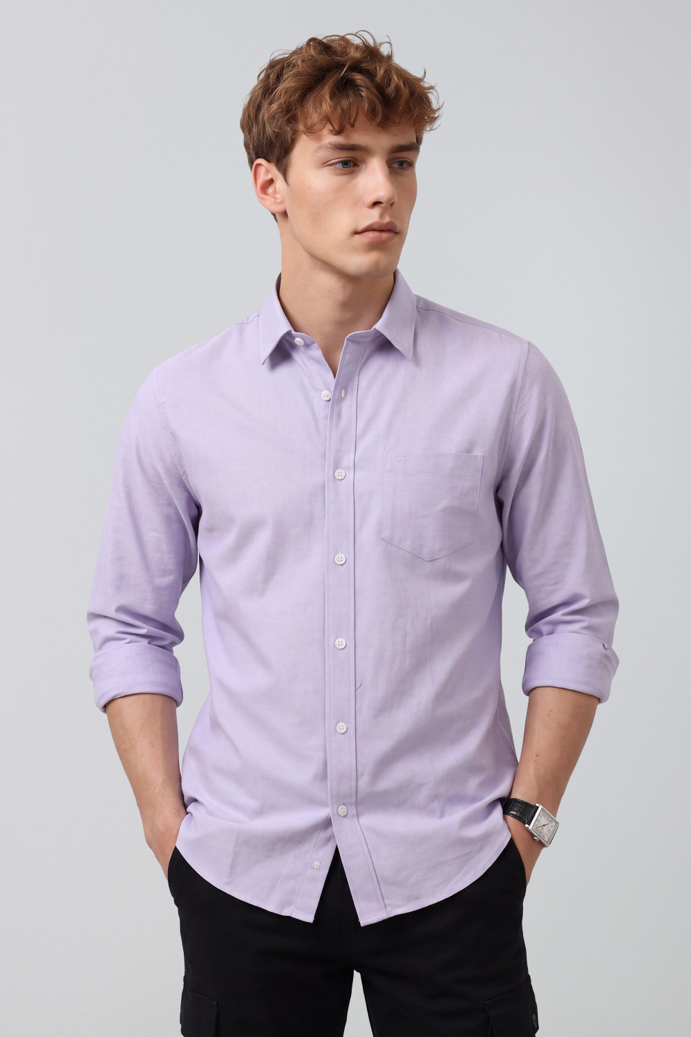 Image of PETER ENGLAND Men Self Design Casual Purple Shirt