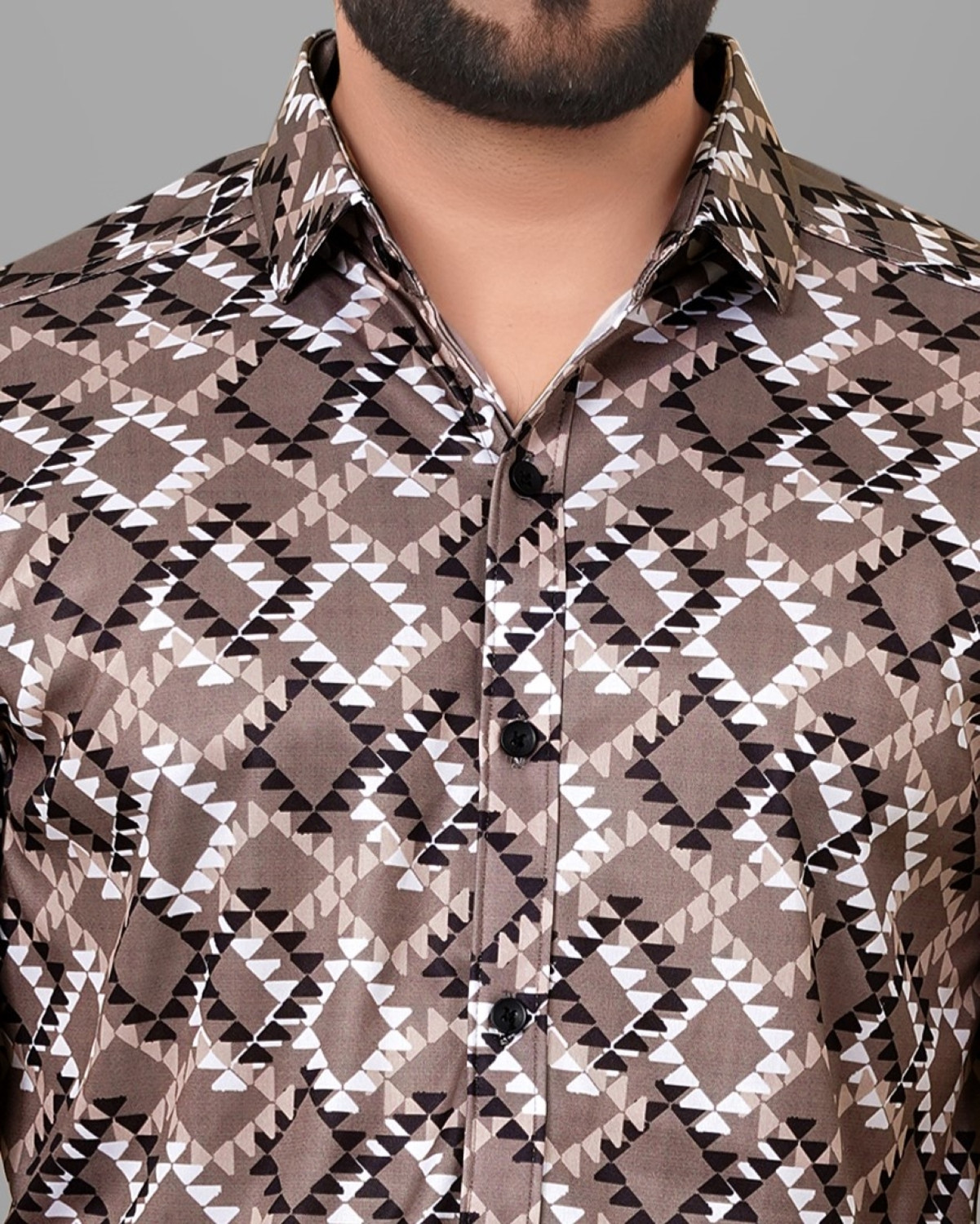 Image of Voroxy Men Printed Casual Brown Shirt