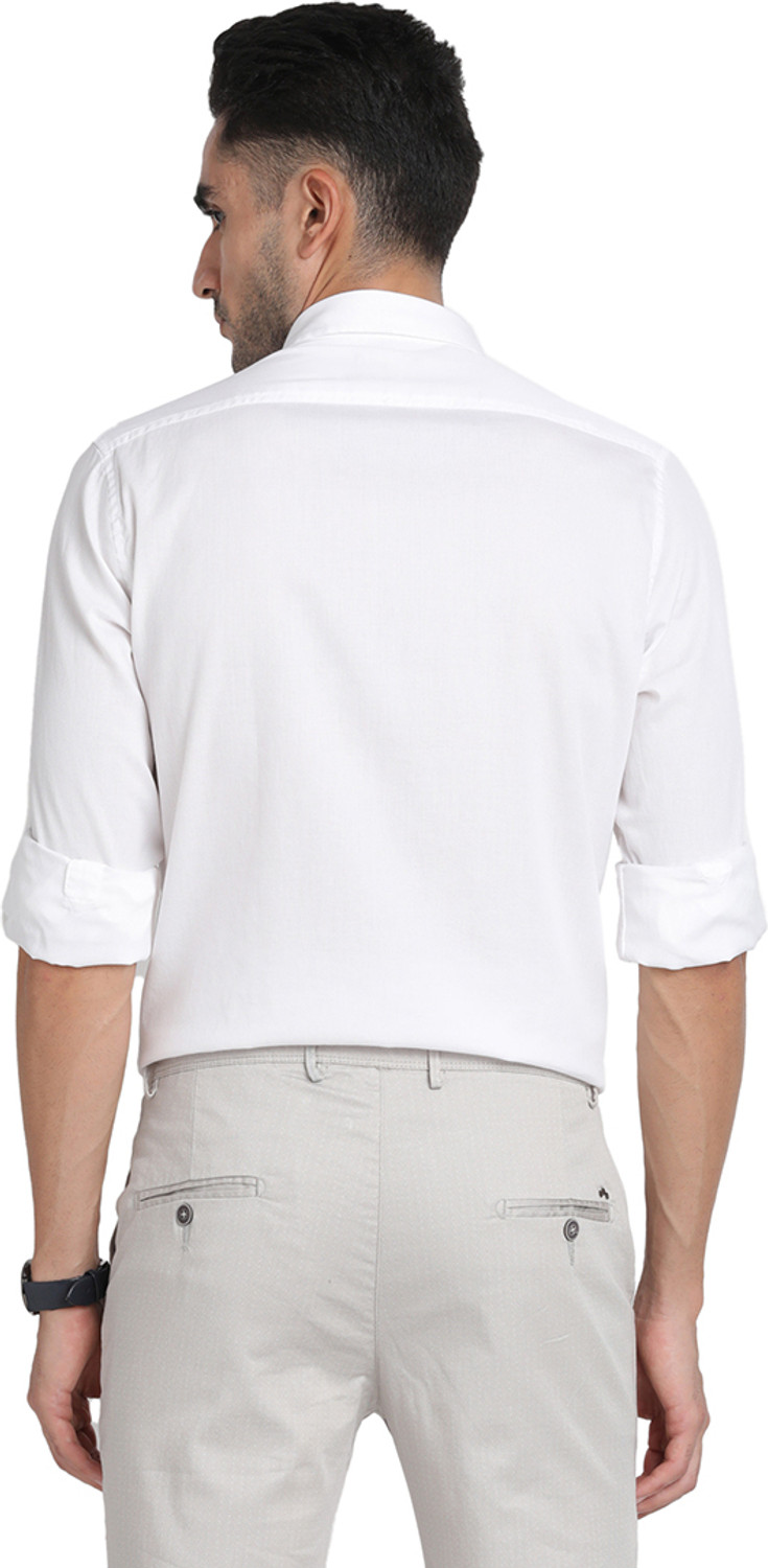 Image of TURTLE Men Self Design Casual White Shirt
