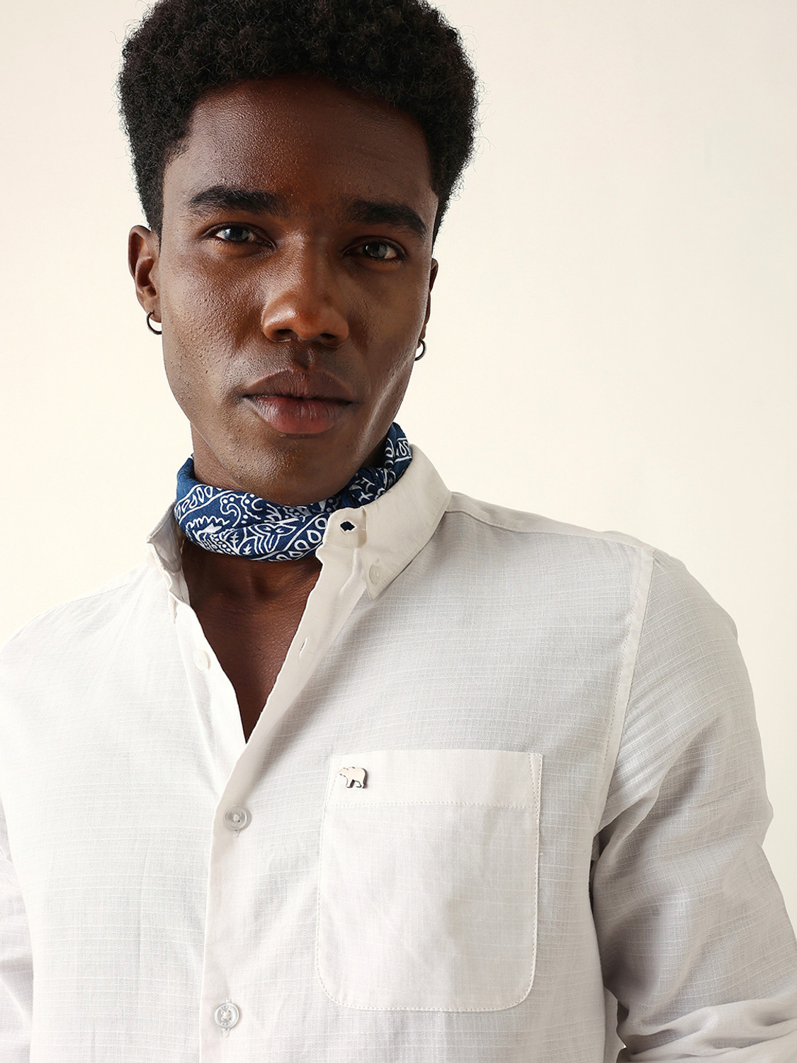 Image of THE BEAR HOUSE Men Solid Casual White Shirt