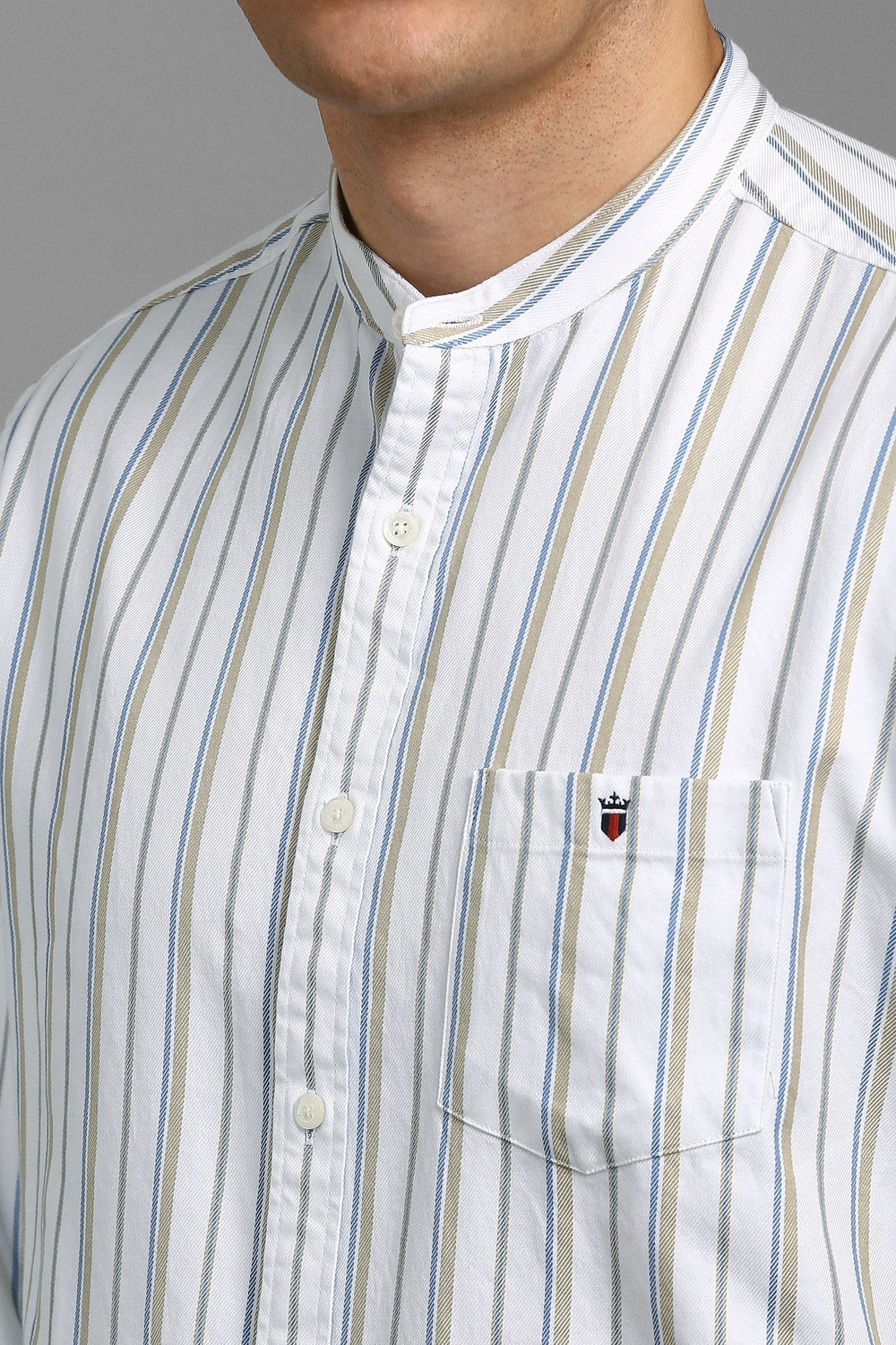 Image of LOUIS PHILIPPE Men Striped Casual White Shirt