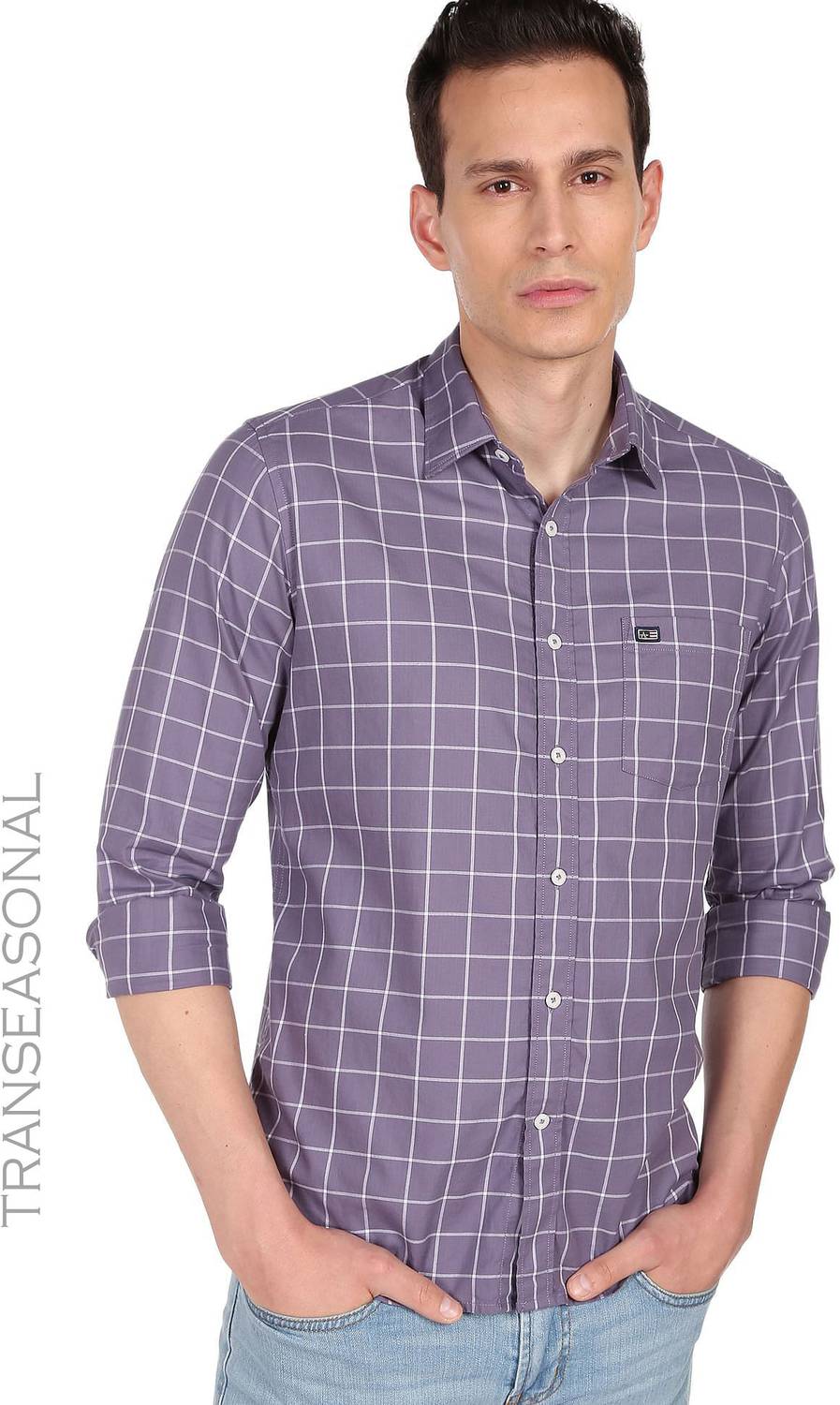 Arrow Sport Men Checkered Casual Purple Shirt