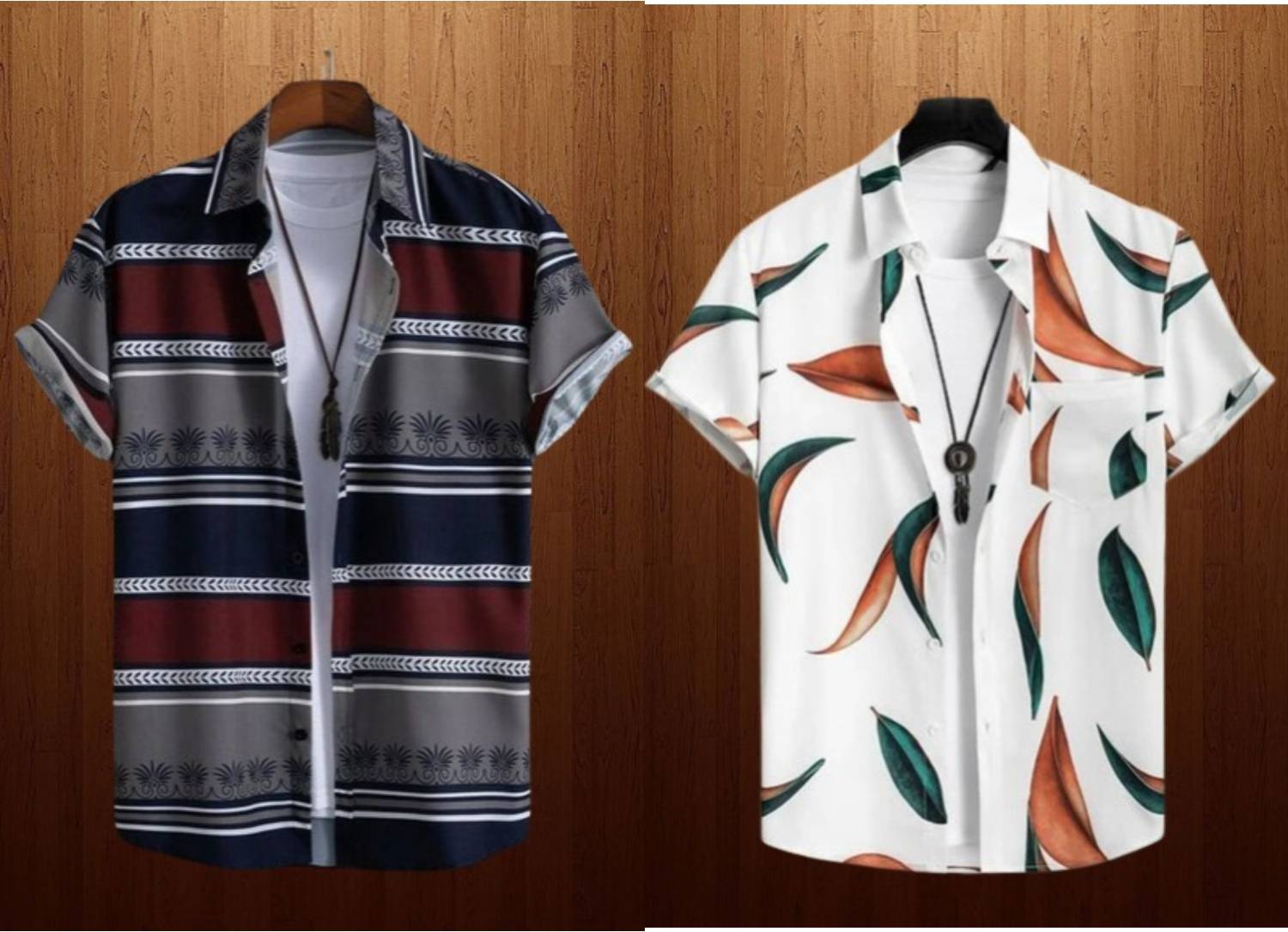 LEMBRIKA Men Printed Casual Grey, White Shirt