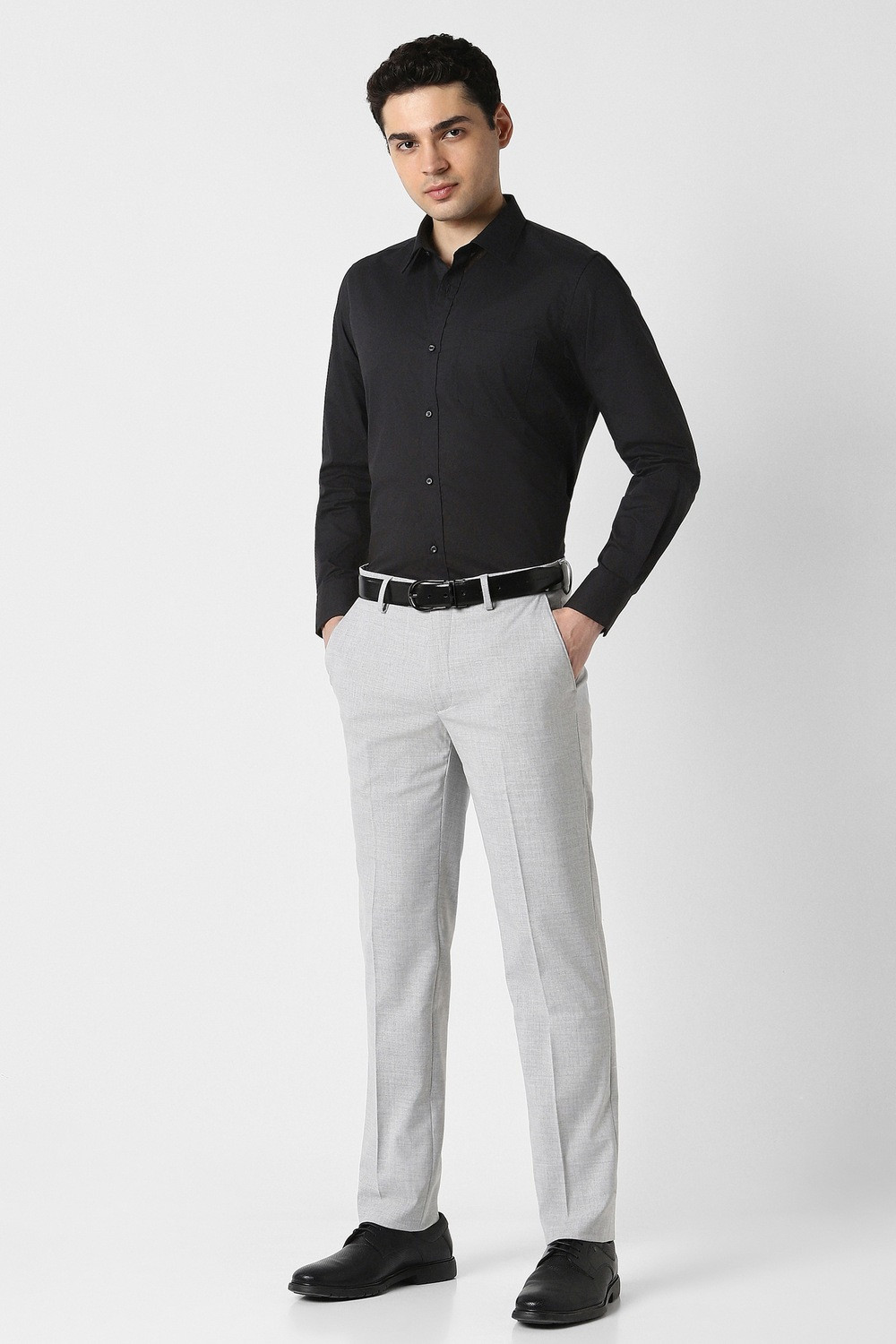 Image of PETER ENGLAND Men Solid Formal Black Shirt