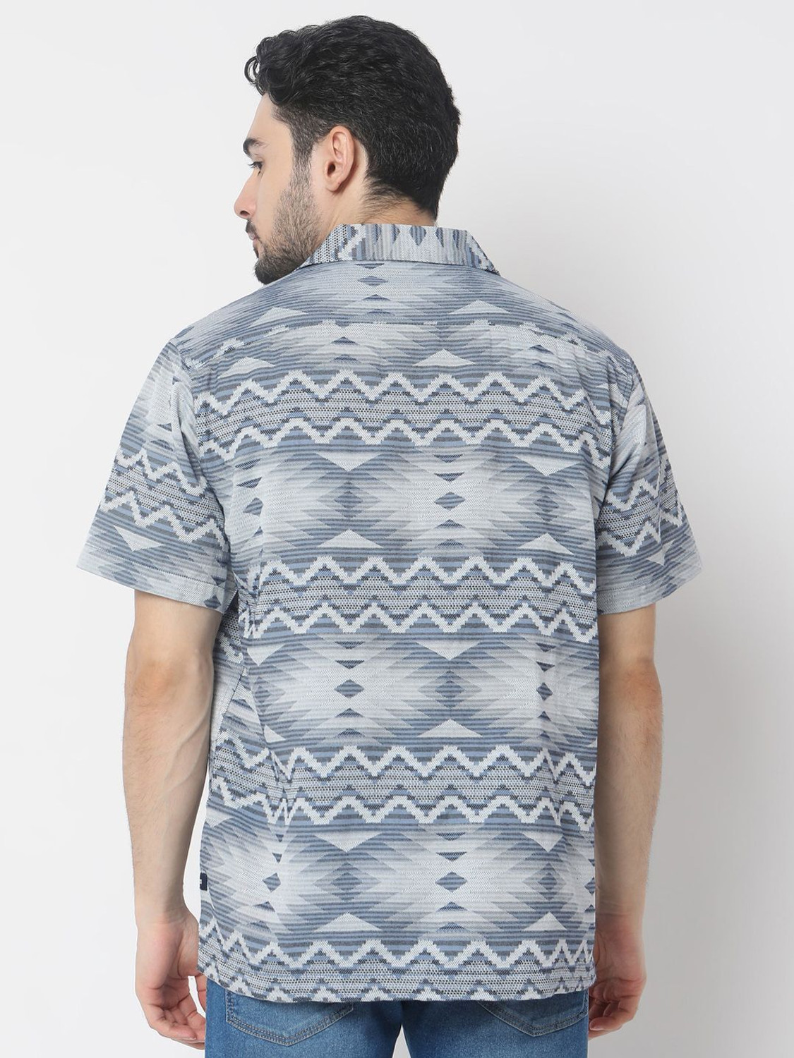 Image of Spykar Men Printed Casual Blue Shirt