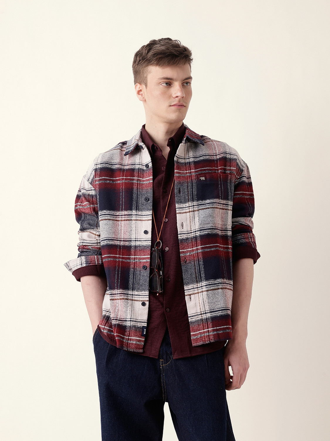 Image of THE BEAR HOUSE Men Checkered Casual Multicolor Shirt
