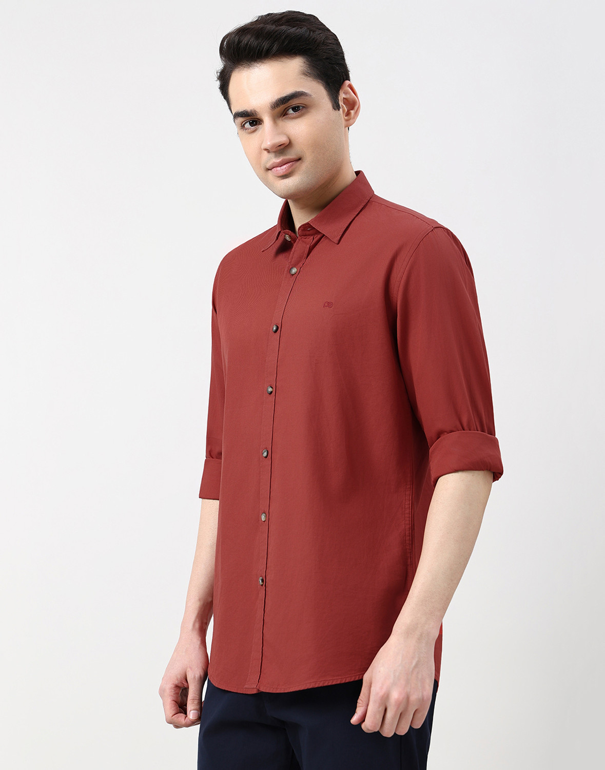 Image of PETER ENGLAND Men Solid Casual Red Shirt