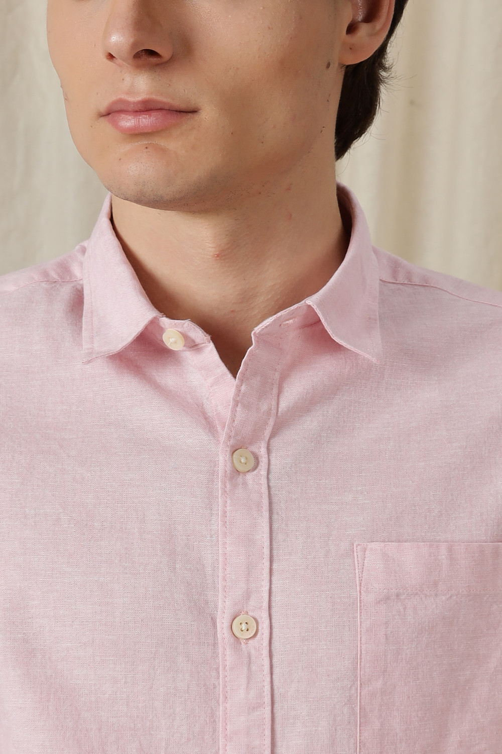 Image of BLU MNKY Men Solid Casual Pink Shirt