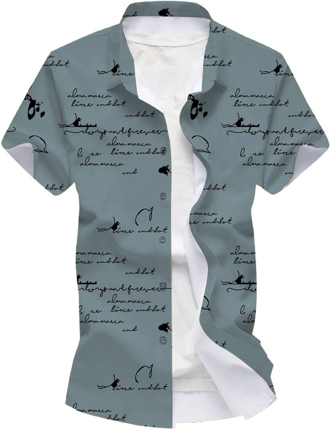 Blue dove Men Regular Fit Printed Cut Away Collar Casual Shirt