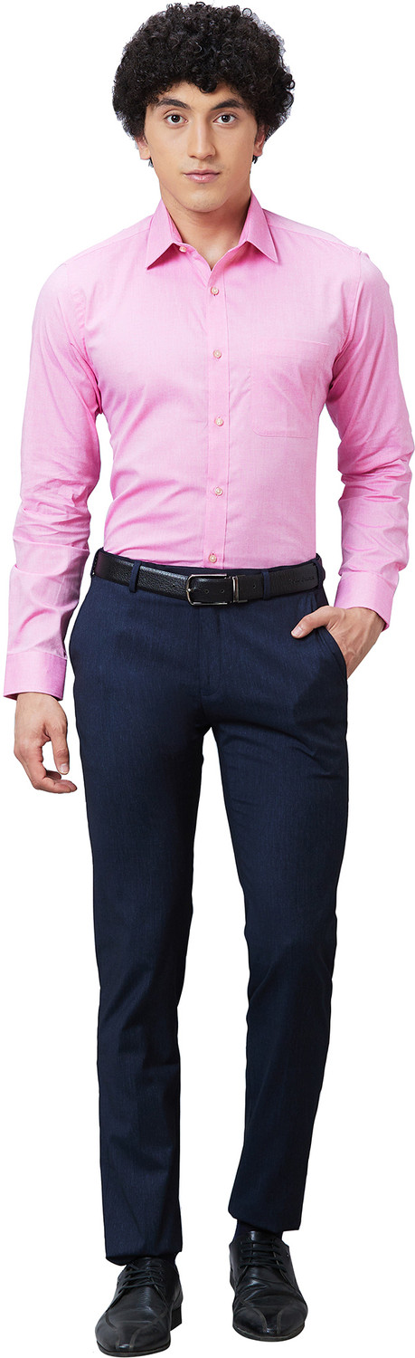 Image of Raymond Men Self Design Formal Pink Shirt
