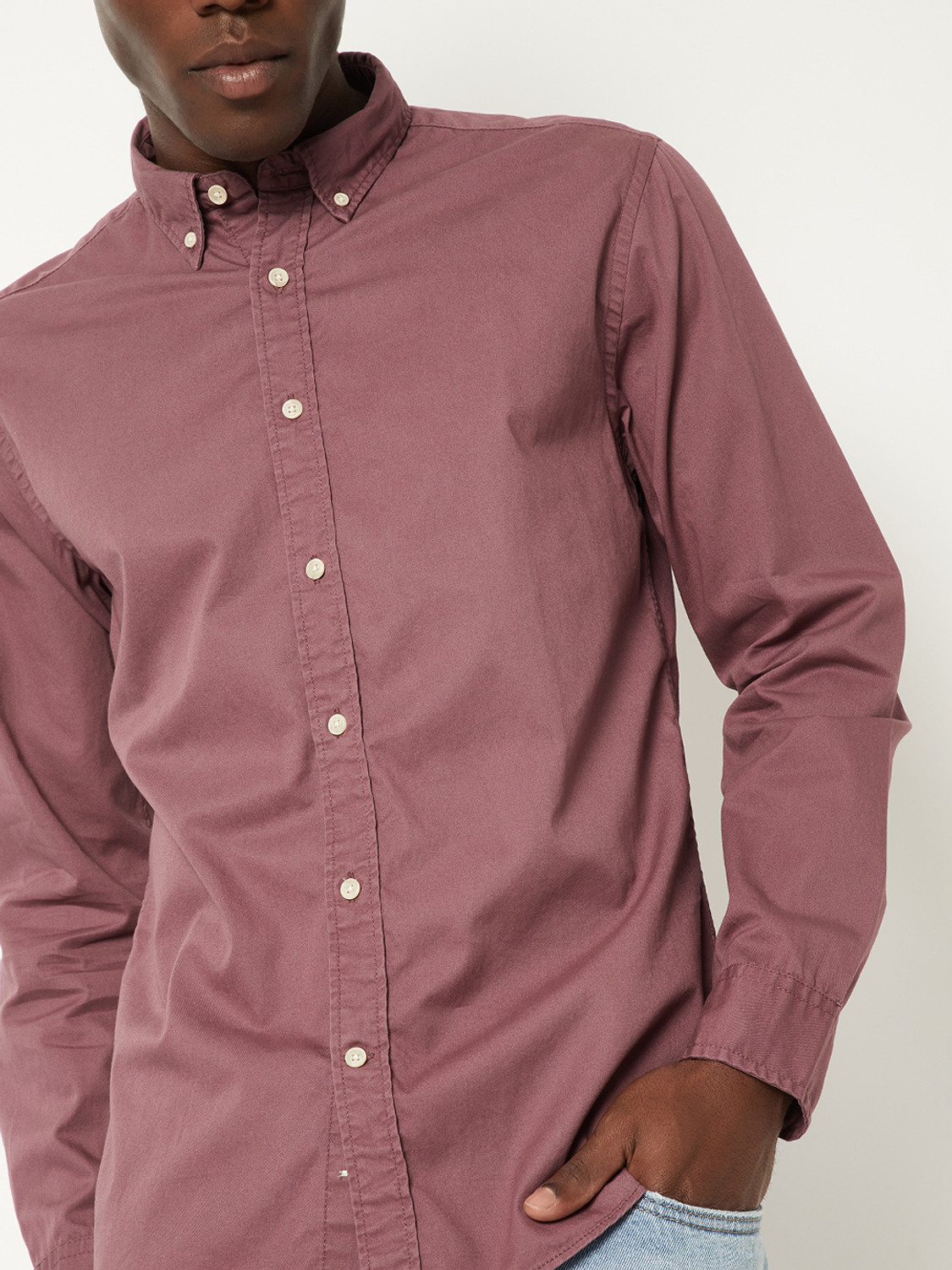 Image of MAX Men Self Design Casual Purple Shirt