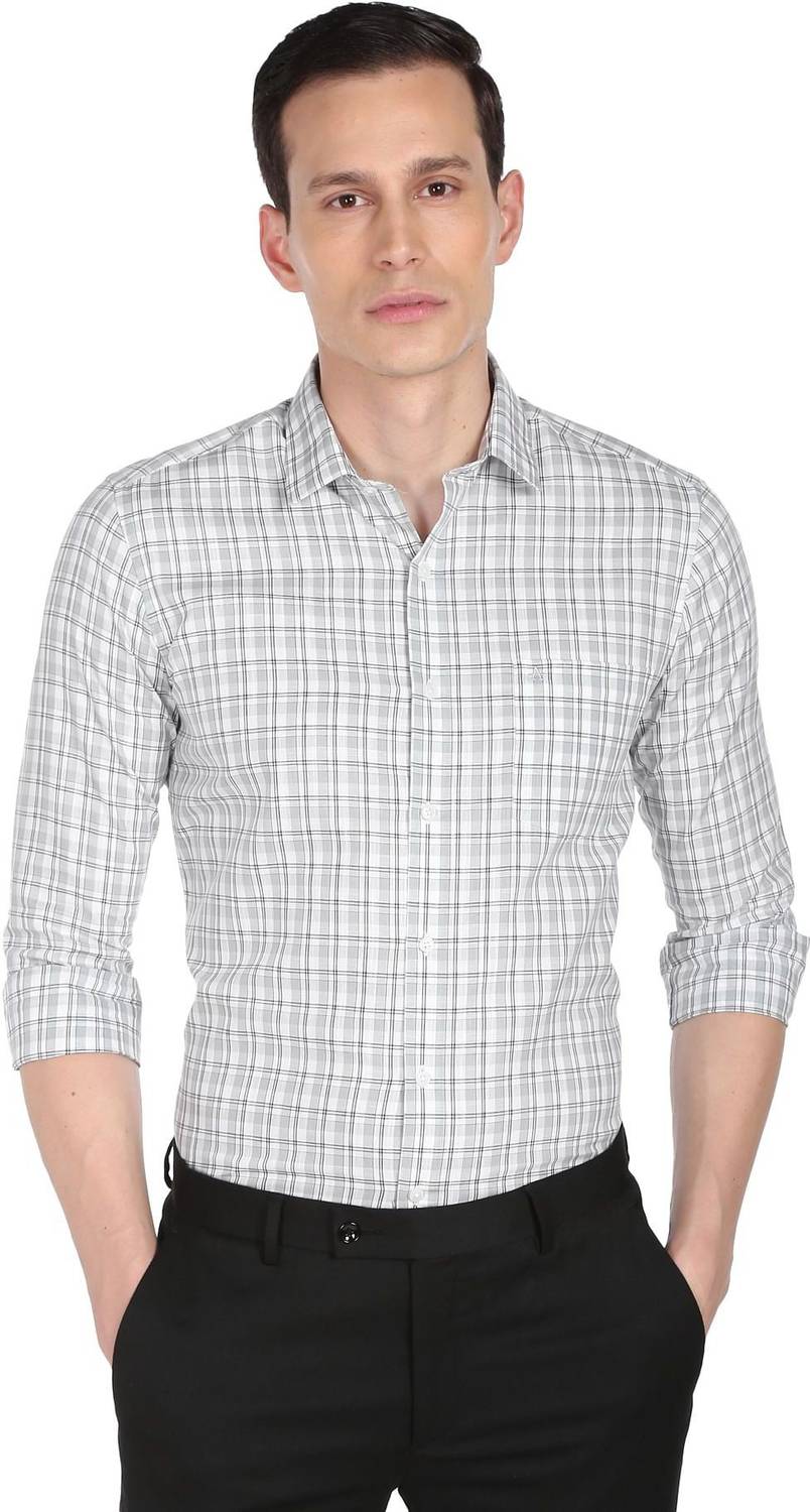 ARROW Men Checkered Formal Grey Shirt