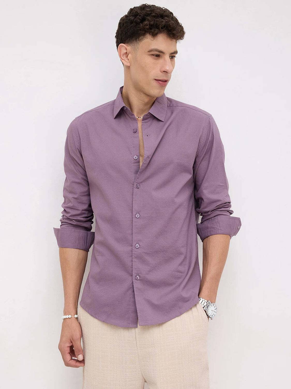 VASTRADO Men Purple Casual Shirt - Image 5
