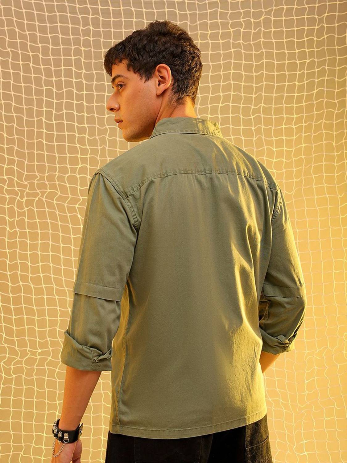 The Indian Garage Co. Men Solid Casual Green Shirt - Image 5