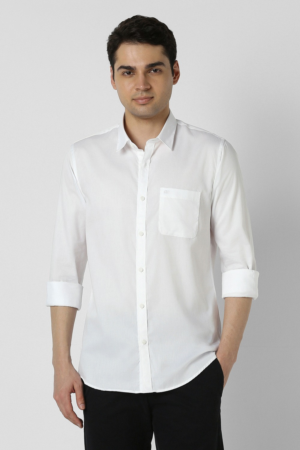 Image of PETER ENGLAND Men Solid Casual White Shirt