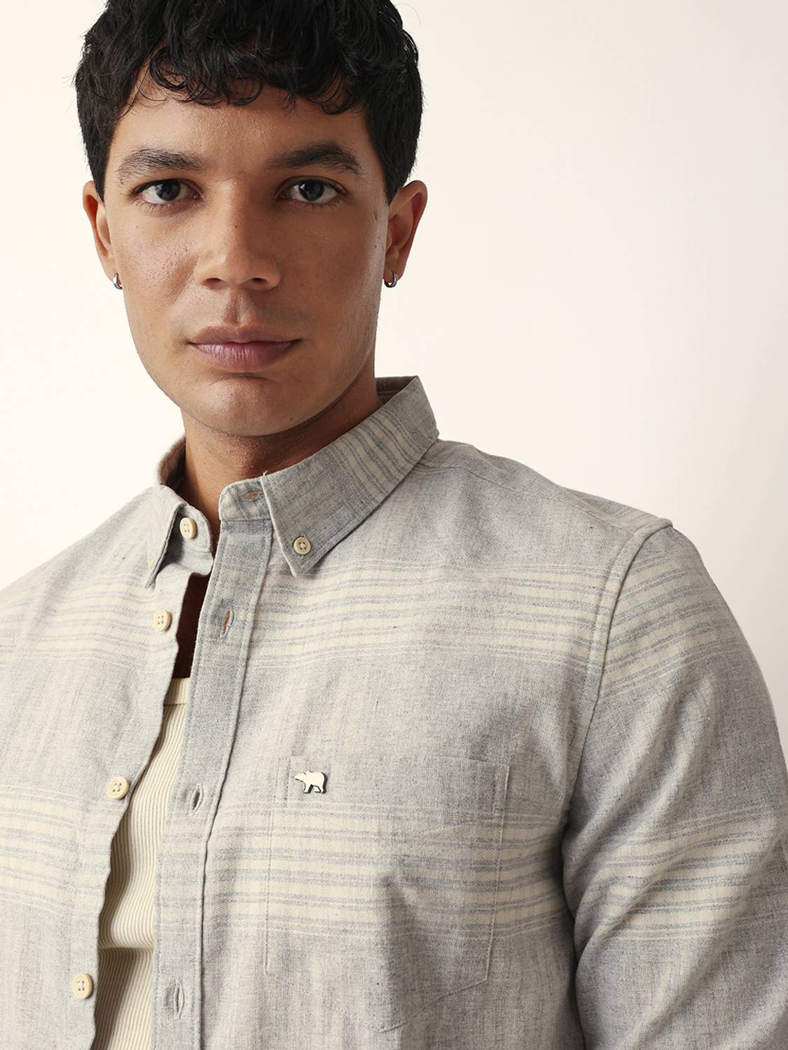 THE BEAR HOUSE Men Grey Checkered Shirt - Image 5