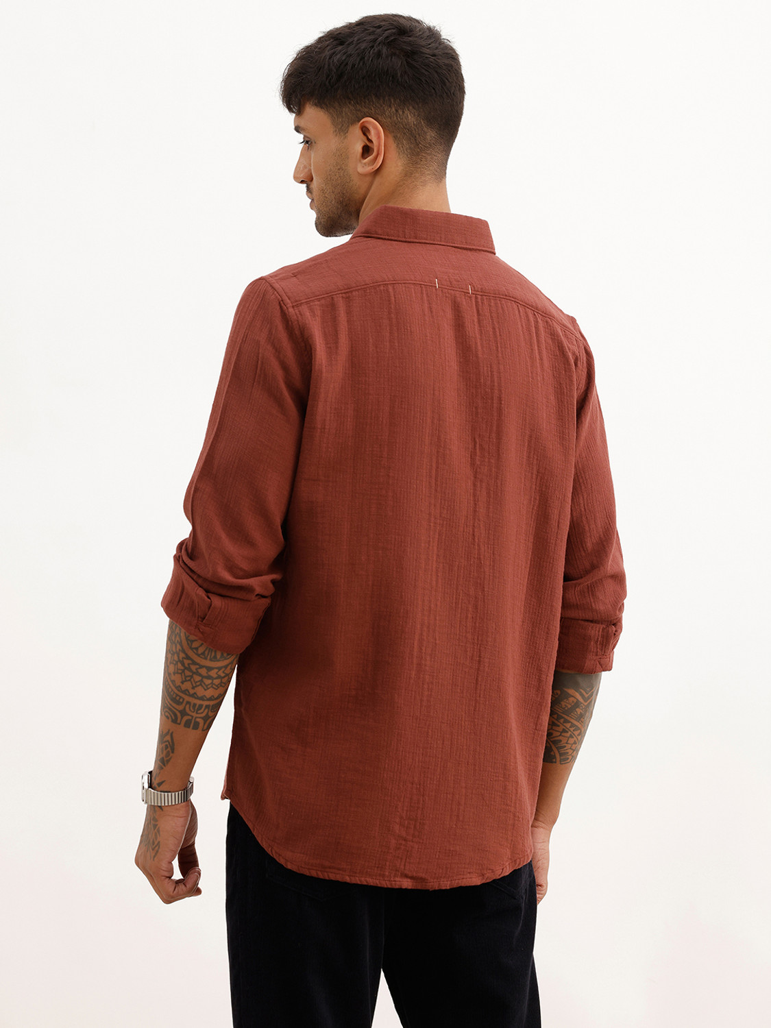 Image of WROGN Men Solid Casual Red Shirt