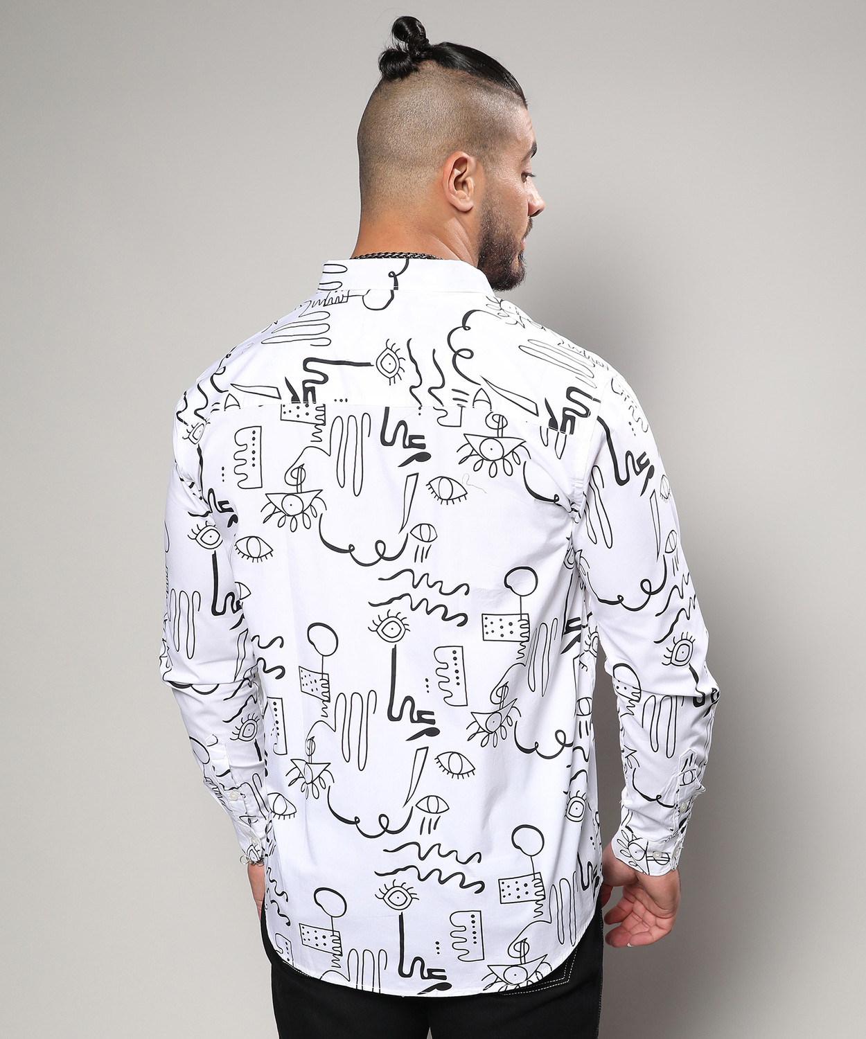 Image of Instafab Plus Men Striped Casual White Shirt