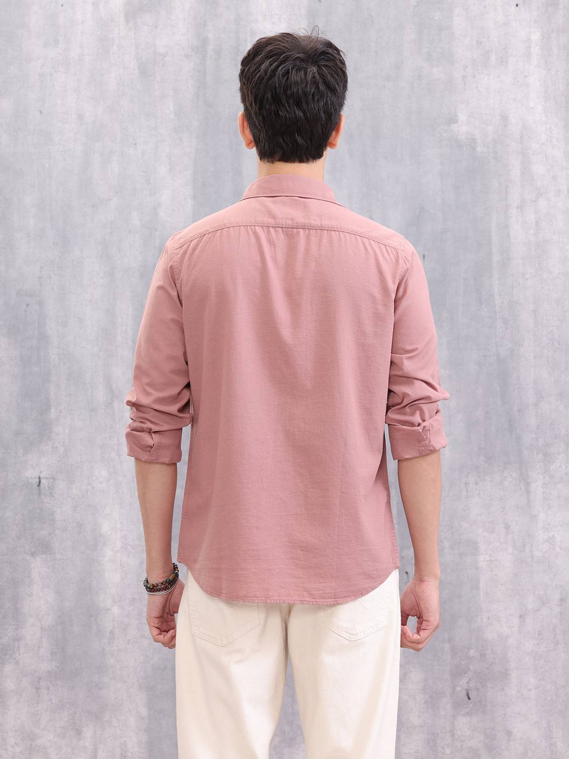 WROGN Men Solid Casual Pink Shirt - Image 3