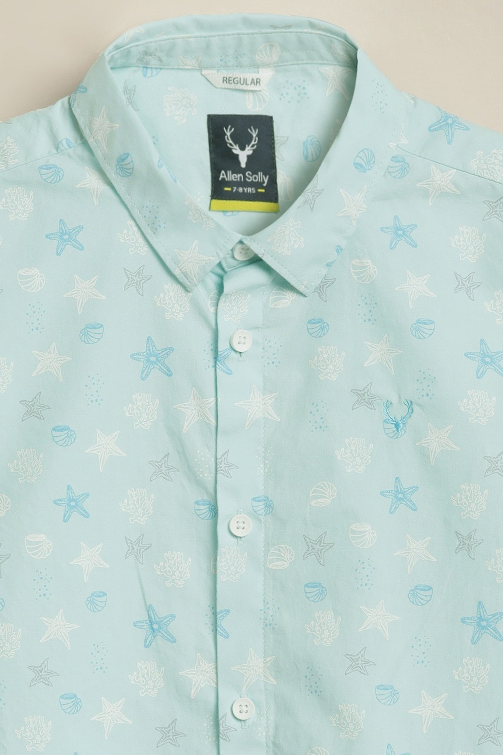 Image of Allen Solly Boys Printed Casual Light Blue Shirt