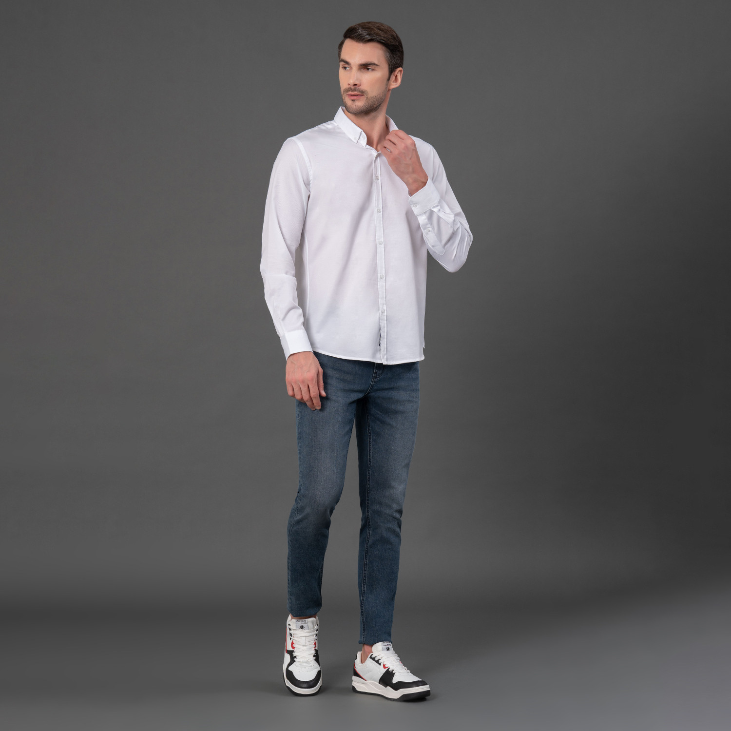 Image of RED TAPE Men Solid Casual White Shirt