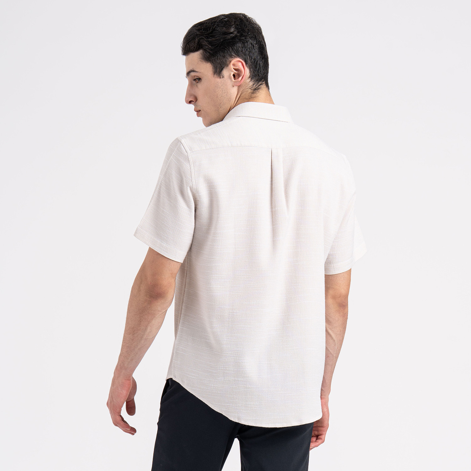 Image of RED TAPE Men Self Design Casual Beige Shirt