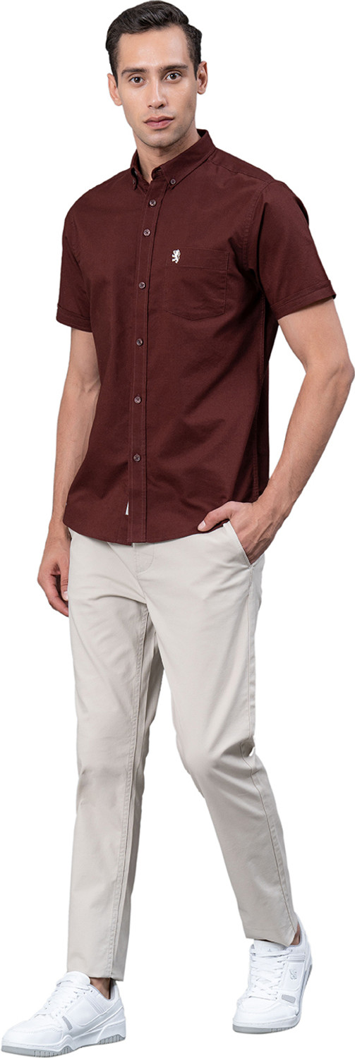 Image of RED TAPE Men Solid Casual Maroon Shirt