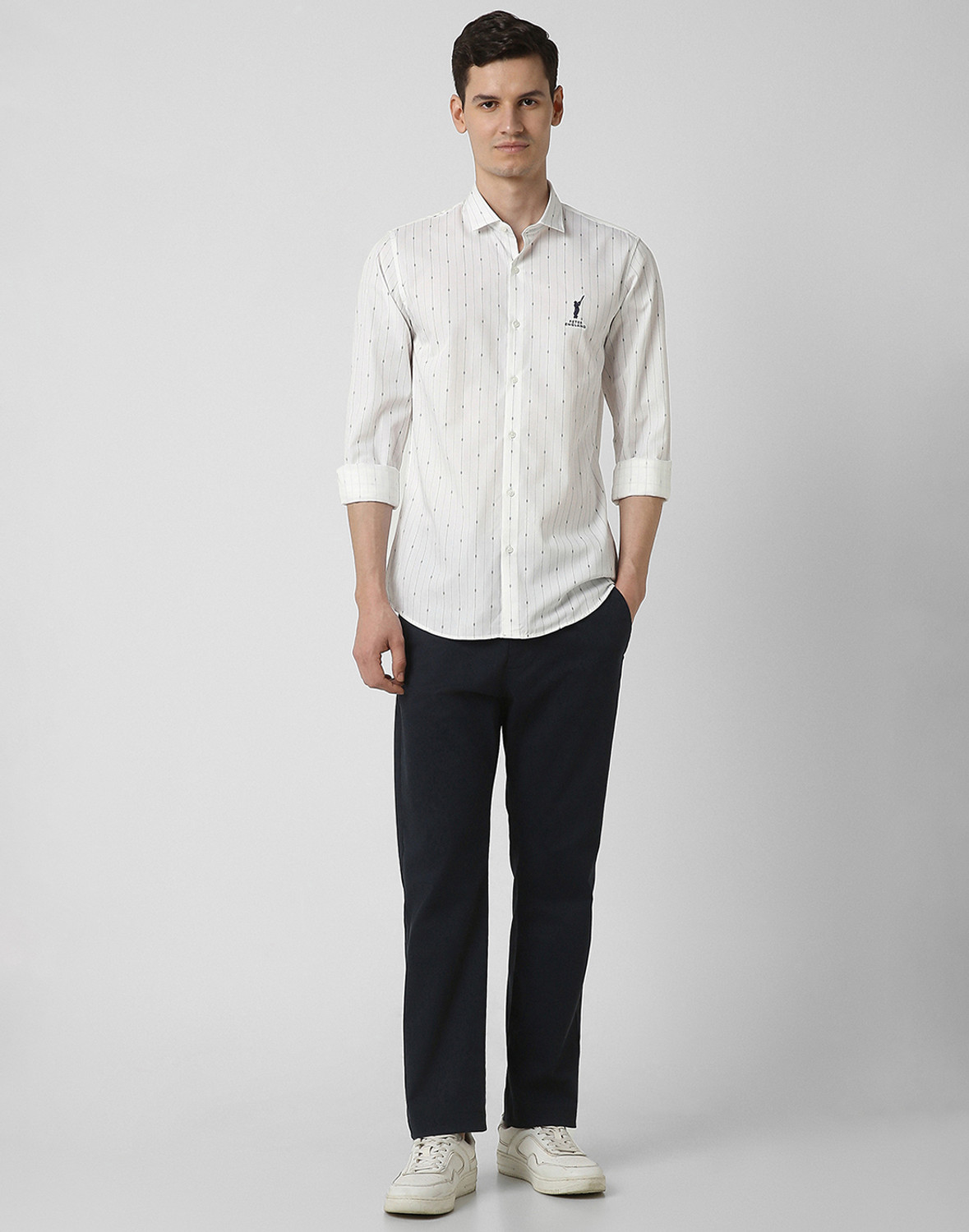 Image of PETER ENGLAND Men Striped Casual White Shirt