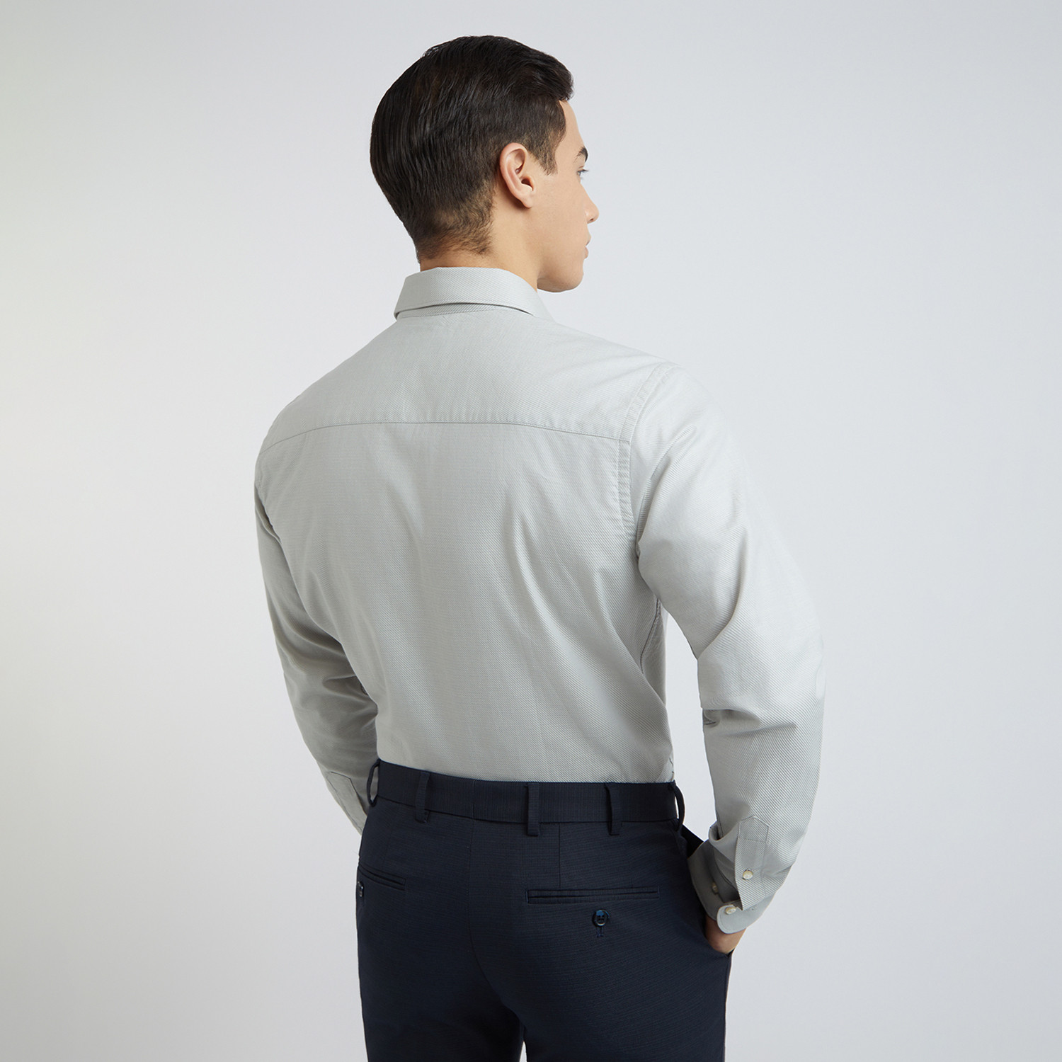 Image of Raymond Men Self Design Formal Grey Shirt