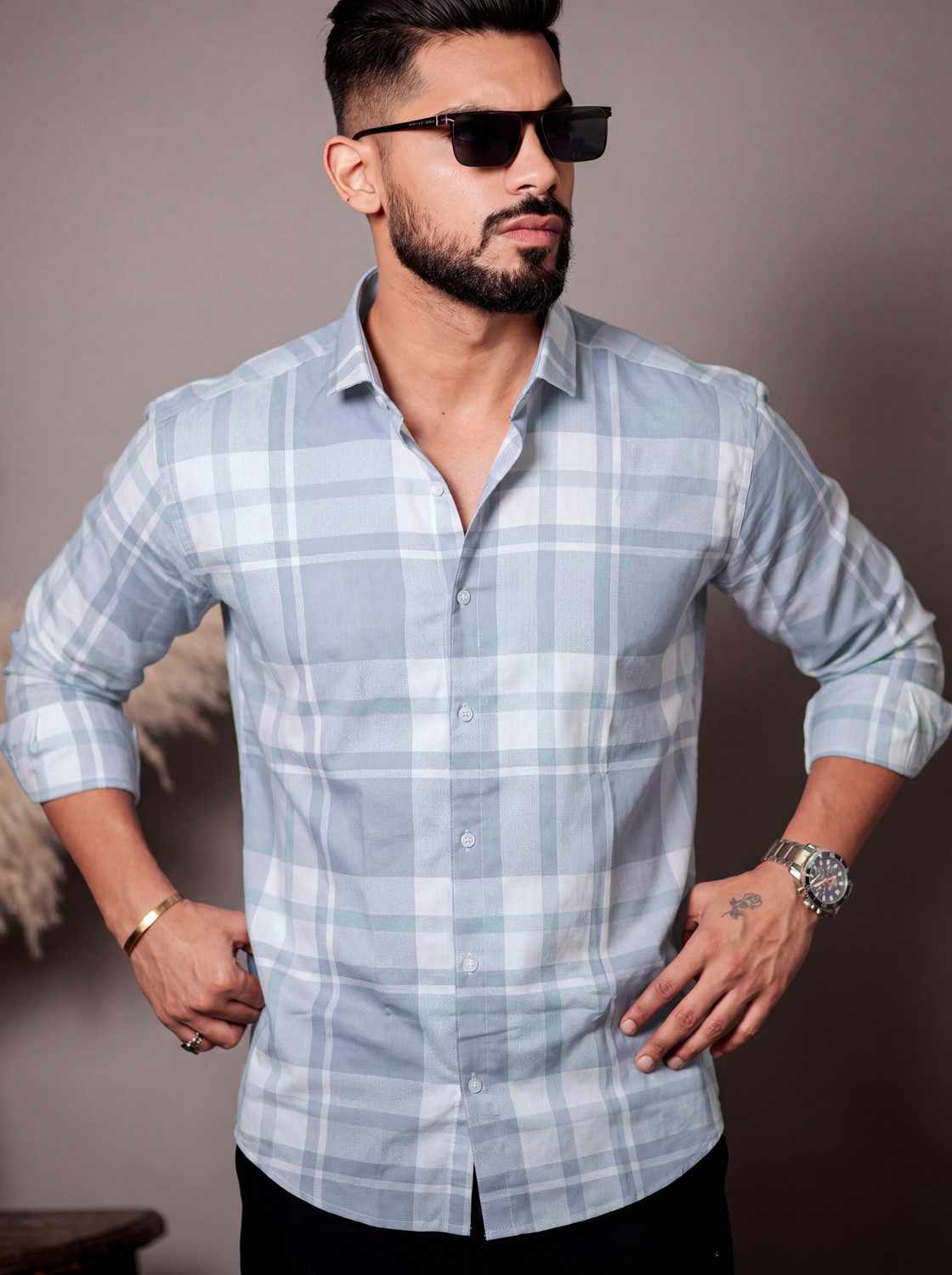 Image of BIKIT Men Checkered Casual Multicolor Shirt
