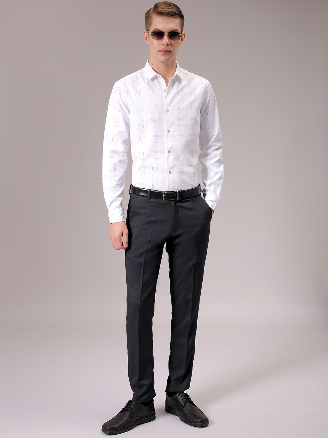 Image of The Indian Garage Co. Men Checkered Party White Shirt