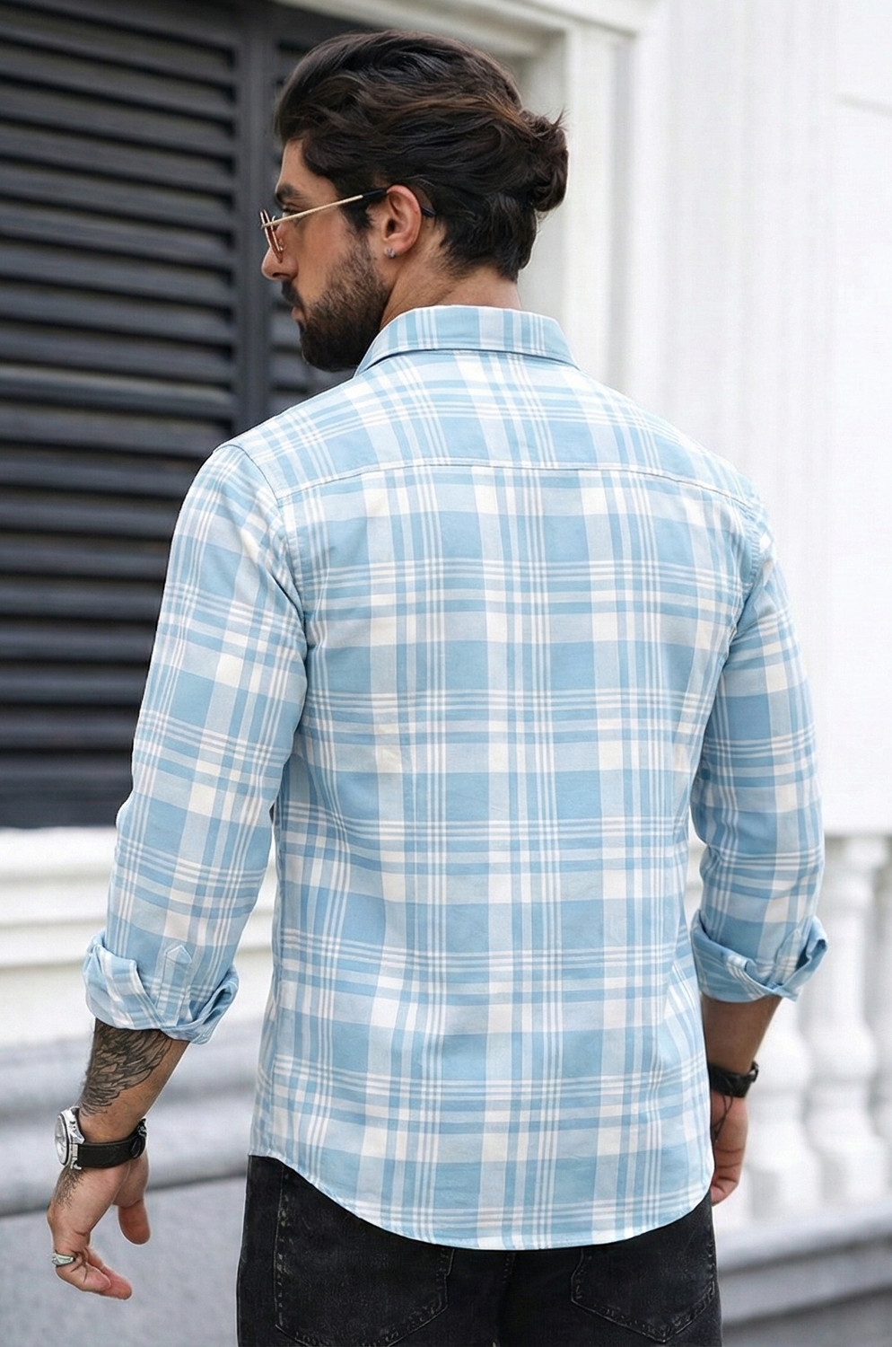 Image of METRONAUT Men Checkered Casual White Shirt