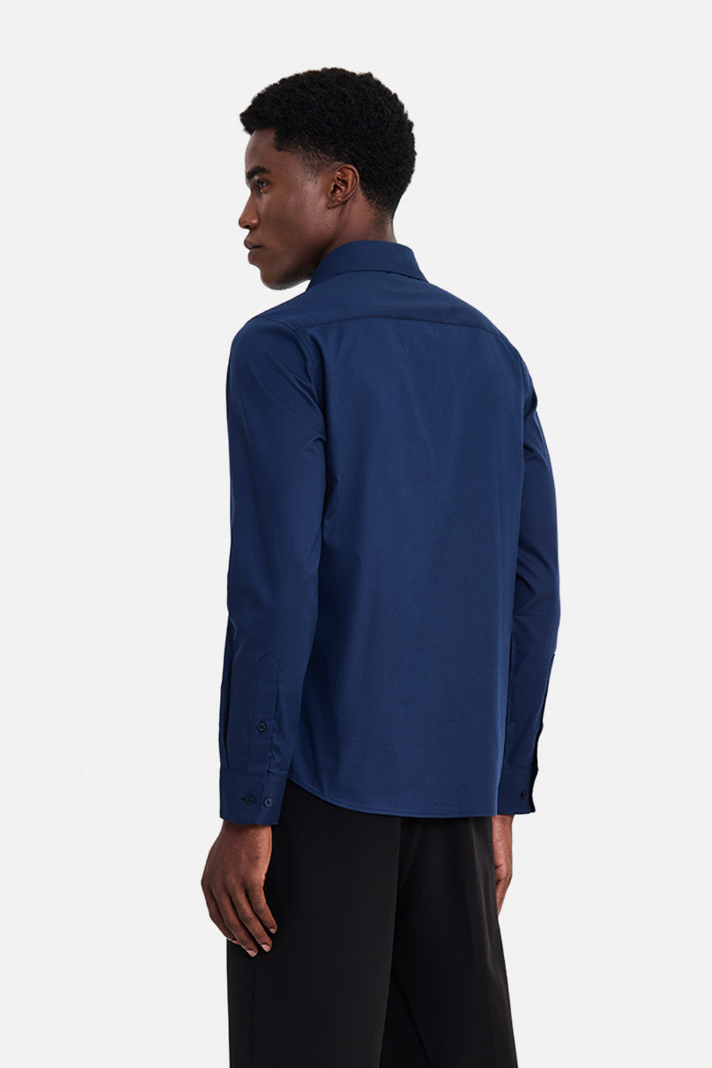 Image of Snitch Men Solid Formal Dark Blue Shirt