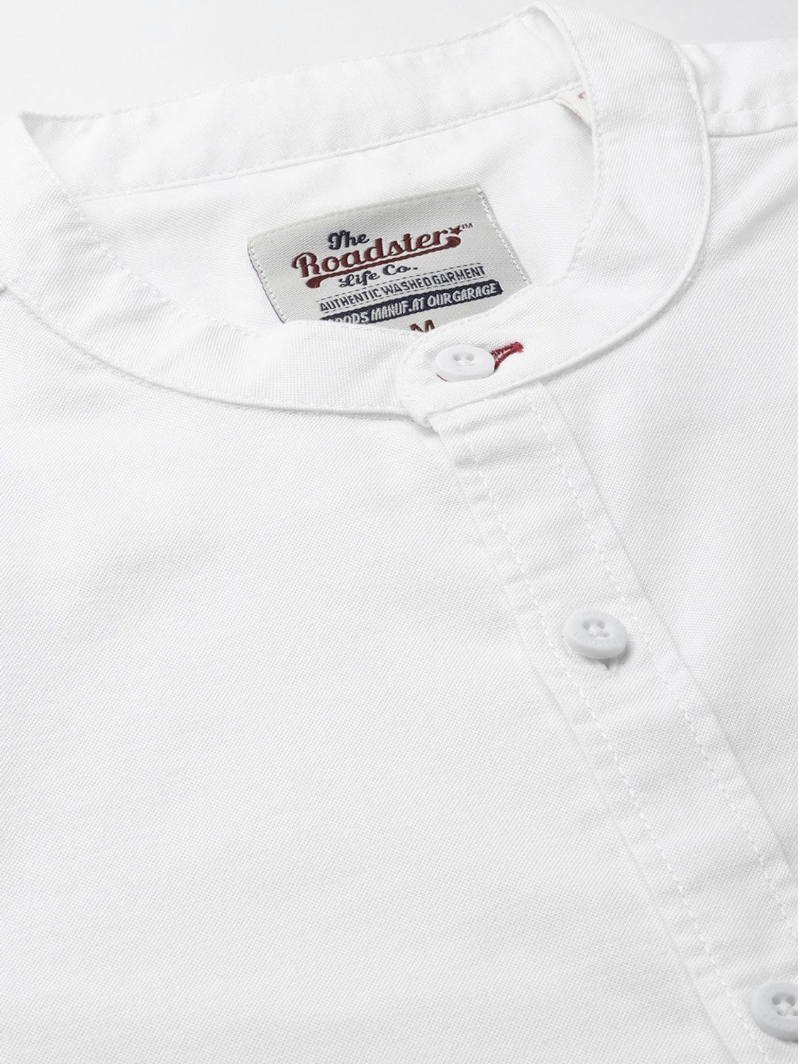 Image of Roadster Men Solid Casual White Shirt